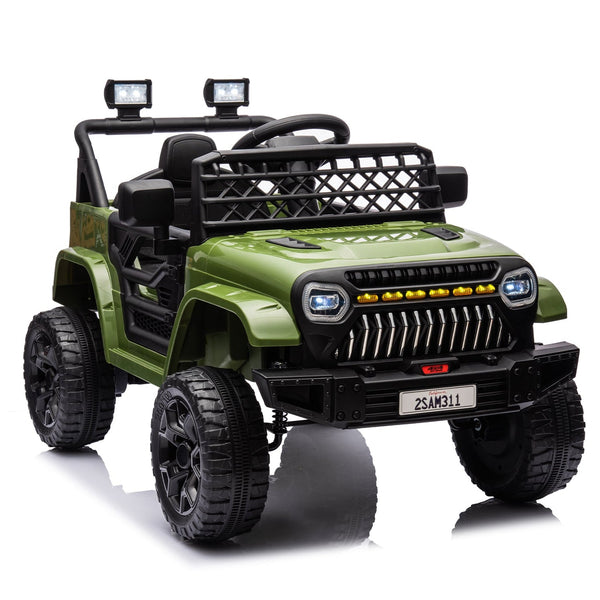 Garvee Ride - P Series: 12V Kids Ride On Truck for Toddles age 3+,with 2.4G Remote Control, Spring Suspension, Battery Display, LED Lights, Music, Battery Powered Ride on Car - Army Green