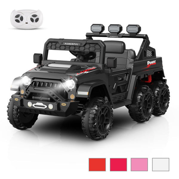 Garvee Ride - P Series: 24V 4WD Ride on Car Kids Ages 3-8, with 6 EVA Wheels, Battery Powered & Remote Control, 3 Adjustable Speeds, Soft Start, Battery Display, Music - Black