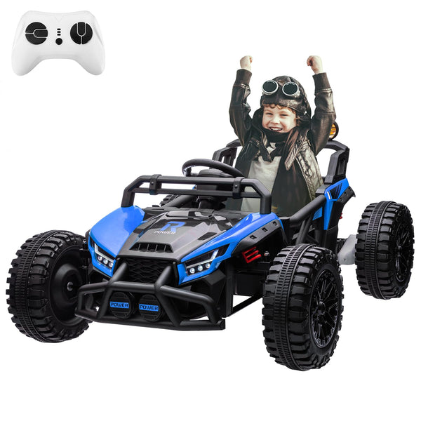 Garvee Ride - P Series: 24V Electric UTV,Ride On Toys for Big Kids,2x130W Powerful Electric Car with Remote Control, 4 Shock Absorbers,LED Lights,Music for Boys and Girls,Blue