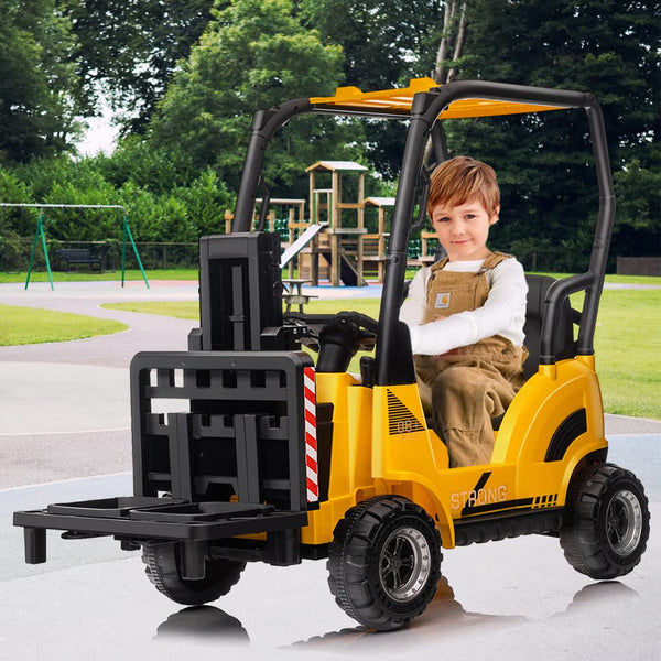 Garvee Ride - P Series: 12V Kids Forklift Ride-On: Indoor/Outdoor Fun, Realistic Design, Music, Speed Switch, 66lb Max Load, Remote Control, Ages 3-7 - Yellow