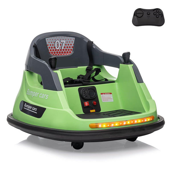 Garvee Ride - P Series: 12V Kids Bumper Car with Remote Control, LED Lights & 360 Degree Spin, Indoor and Outdoor Kids Toy for 18+ Months Kids - Green