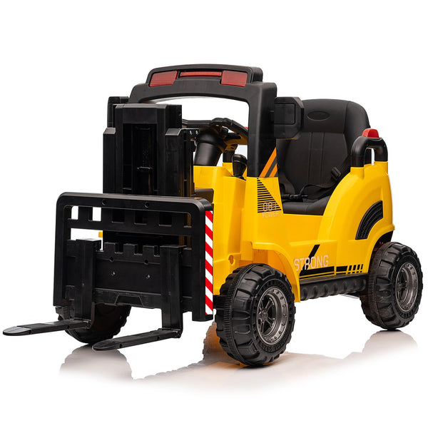 Garvee Ride - P Series: 12V Electric Forklift Ride-On: Liftable Fork, Remote, Music, Realistic Design, 66lb Load, for 3-7 Years - Yellow