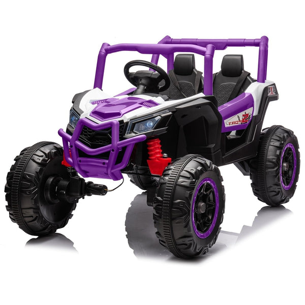 Garvee Ride - P Series: 24V 2-Seater Ride-On UTV: 4WD, Remote Control, Metal Frame, EVA Wheels, LED Lights, Spring Suspension, for Ages 3+ - Purple