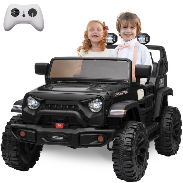 Garvee Ride - P Series: 24V Ride On Car 2 Seater For Kids Age 3+ , XL Electric Vehicles for Big Kids with 20" Wide Seat, 3 Speed, 2x200W Powerful Motor, Suspension, Bluetooth, Music,Power Wheels with Parent Control for Kids to Drive - Black