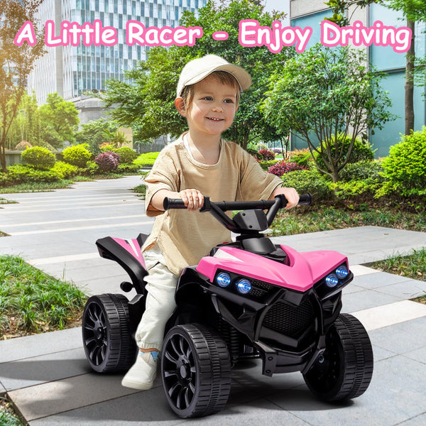Garvee Ride - P Series: 6V Quad ATV for Kids Toddler 3+ years, Max 55lb Capacity ,With LED, Music, Foot Pedal, Wear-Resistant Wheels, 1.9 MPH - Pink