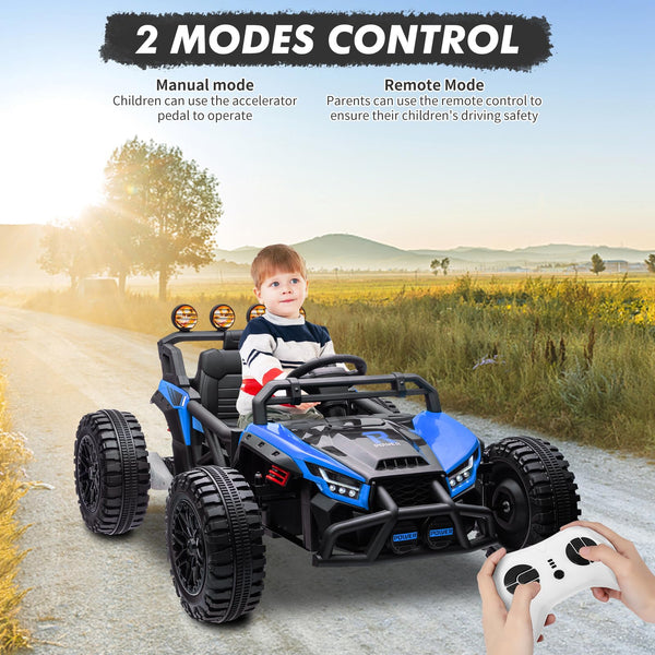 Garvee Ride - P Series: 24V Electric UTV,Ride On Toys for Big Kids,2x130W Powerful Electric Car with Remote Control, 4 Shock Absorbers,LED Lights,Music for Boys and Girls,Blue