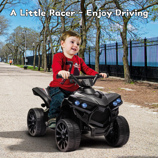 Garvee Ride - P Series: 6V Quad ATV for Kids Toddler 3+ years, Max 55lb Capacity ,With LED, Music, Foot Pedal, Wear-Resistant Wheels, 1.9 MPH - Black