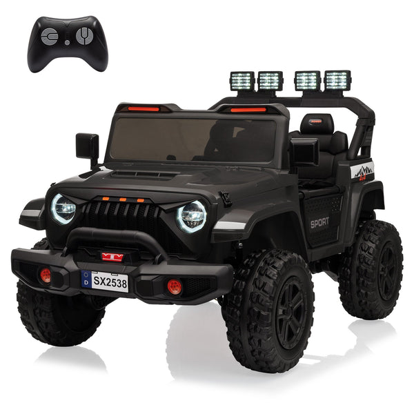 Garvee Ride - P Series: 24V Ride On Car, 4WD 2 Seater Kids' Electric Vehicle Truck with Remote Control, Adjustable Footwell Ride On Truck, 3 Speeds, Led Lights, Bluetooth, Black