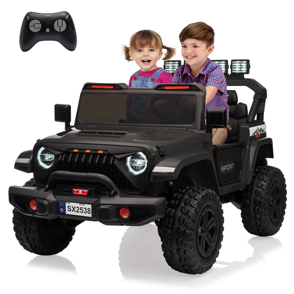 Garvee Ride - P Series: 24V Ride On Car, 4WD 2 Seater Kids' Electric Vehicle Truck with Remote Control, Adjustable Footwell Ride On Truck, 3 Speeds, Led Lights, Bluetooth, Black