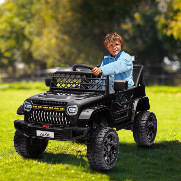 Garvee Ride - P Series: 12V Kids Ride On Truck for Toddles age 3+,with 2.4G Remote Control, Spring Suspension, Battery Display, LED Lights, Music, Battery Powered Ride on Car - Black