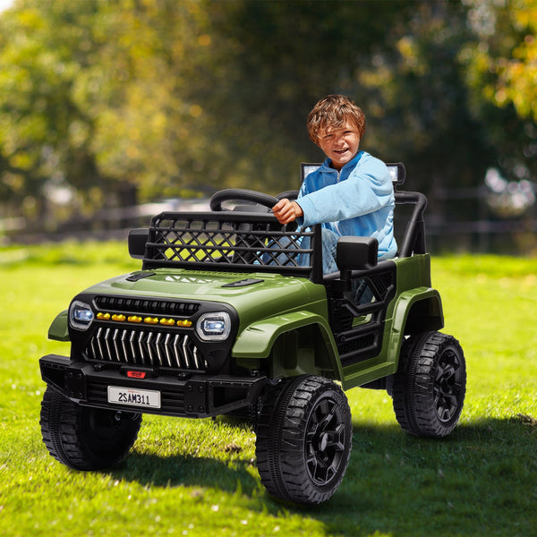 Garvee Ride - P Series: 12V Kids Ride On Truck for Toddles age 3+,with 2.4G Remote Control, Spring Suspension, Battery Display, LED Lights, Music, Battery Powered Ride on Car - Army Green