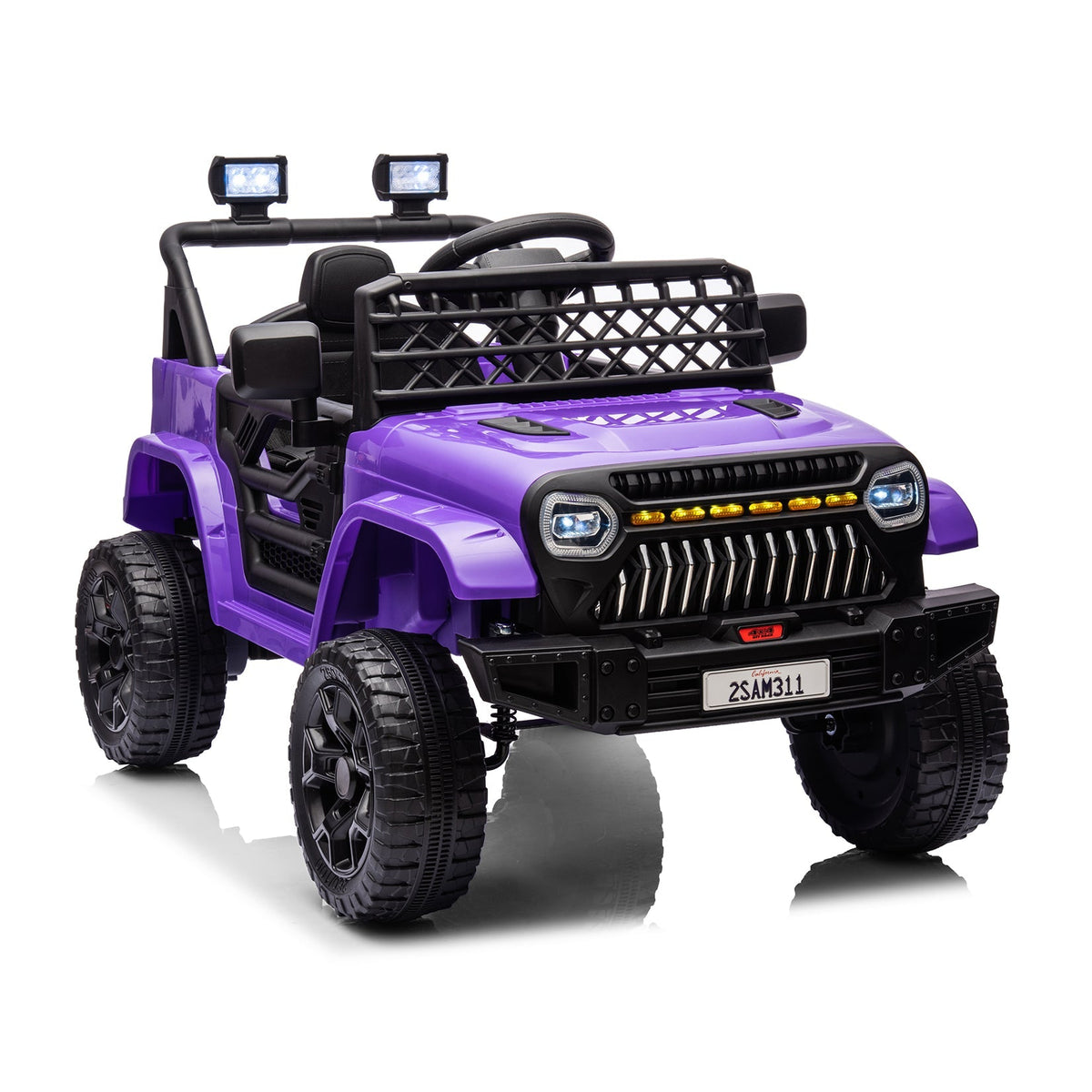 Garvee Ride - P Series: 12V Kids Ride On Truck for Toddles age 3+,with 2.4G Remote Control, Spring Suspension, Battery Display, LED Lights, Music, Battery Powered Ride on Car - Purple