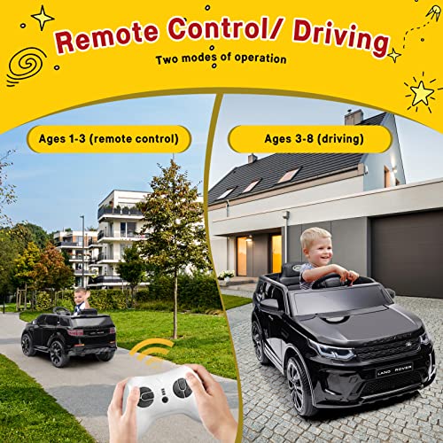 Garvee Ride - P Series: 12V Land Rover mini Kids Ride-On Car: Remote Control, LED Lights, Bluetooth, Music, Radio, Battery Powered, for Ages 3-8 - Black