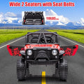 Garvee Ride - P Series: 2-Seater Ride On Truck for Kid, 24V Battery Powered Kids Car with Remote Control, 19" Extra Wide Seat, 2 Motors, Led Light, Enhanced Suspension - Red