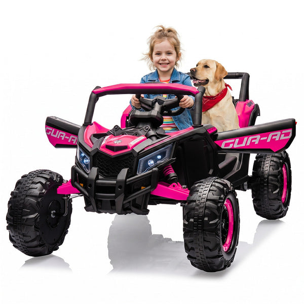 Garvee Ride - P Series: 24V Ride-On UTV: Remote Control, 200W Motor, Spring Suspension, Music, LED Lights, for Boys & Girls - Rose