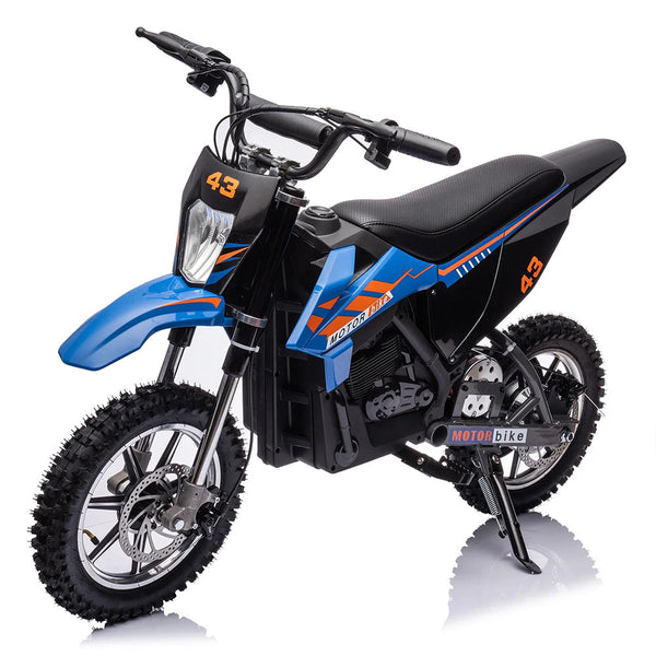 Garvee Ride - T Series: 36V Kids Electric Dirt Bike, 350W/15.5MPH Brushless Motor, LED, Comfortable Leather Seat, 175lbs Max Load Capacity-Blue