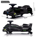 Garvee Ride - P Series: 12V Kids Drift Car: 45W Motor, 5 MPH, Music, LED, USB, Low-Power Alarm, 110lb Max - Black