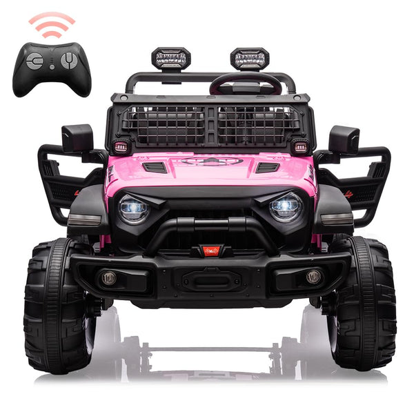 Garvee Ride - P Series: 2 Seaters Kids Ride On Truck with Remote Control,20“ Large Seat Ride On Car for Toddlers, 24V 9AH Electric Vehicle Car with Led Light,Large Storage Space, Bottle Holder,Music, Horn for 3-8 Years,Pink