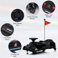 Garvee Ride - P Series: 12V Kids Drift Car: 45W Motor, 5 MPH, Music, LED, USB, Low-Power Alarm, 110lb Max - Black