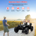 Garvee Ride - P Series: 24V 2-Seater Ride-On UTV: Remote Control, 4WD Motors, 21" Seats + Foldable Seat, 15.4" EVA Wheels, Music, LED Lights, 140lb Max Load - Black