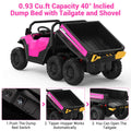 Garvee Ride - P Series: 24V 4WD Electric Ride On Dump Truck with Remote Control, 2-Seater, Music Player, LED Lights, Key Start Safety System, Durable Plastic, Off-Road Kids Toy for Ages 3+ - Pink