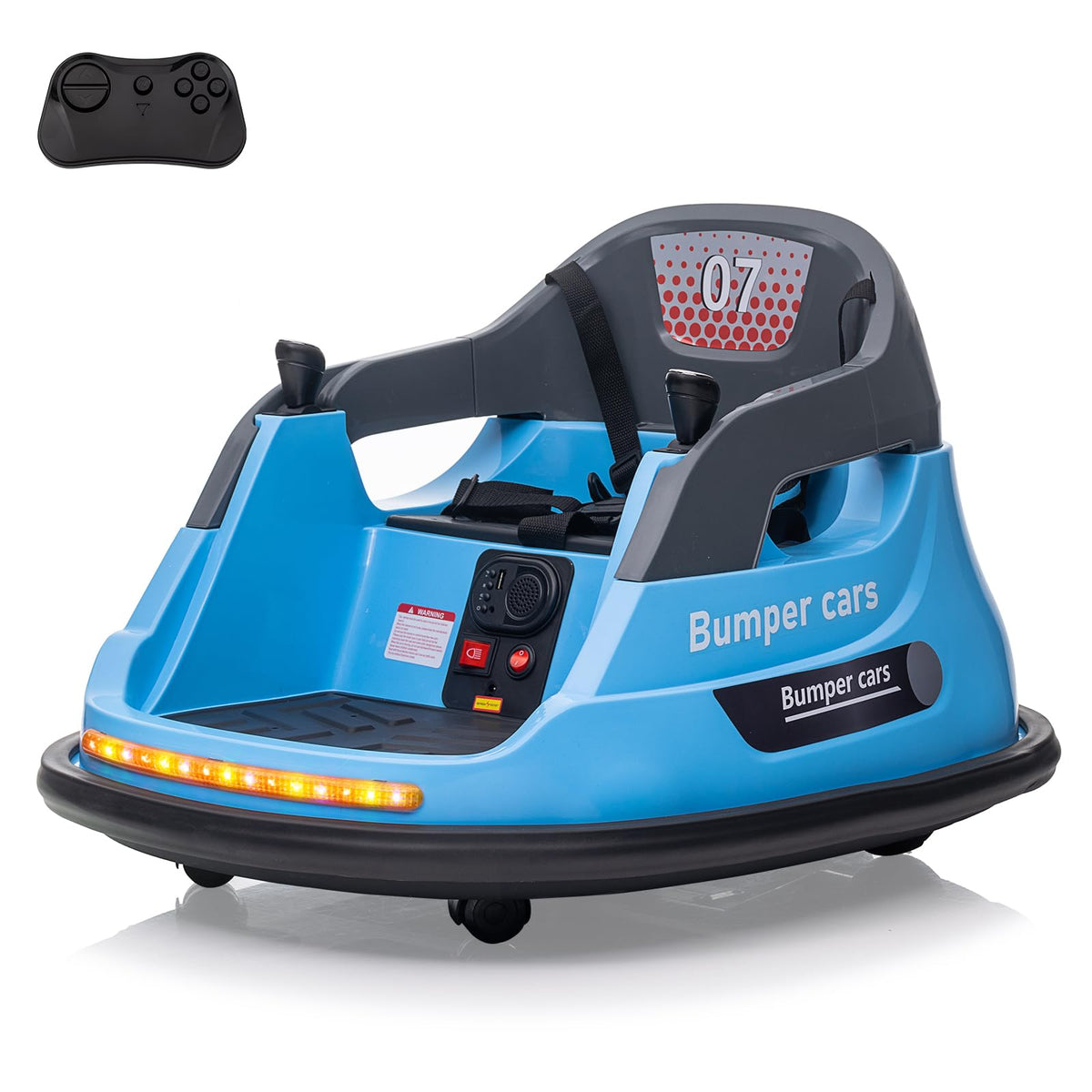 Garvee Ride - P Series: 12V Kids Bumper Car with Remote Control, LED Lights & 360 Degree Spin, Indoor and Outdoor Kids Toy for 18+ Months Kids - Blue