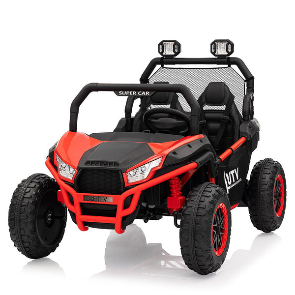Garvee Ride - P Series: 24V 2 Seater Ride On Car, XXXL Off-Road Utv for Kids w/Metal Frame, 20 Inch Wide Seat, 400W Electric Vehicle Toy Car w/Pop Music, 3 Speeds for Boys and Girls,Red