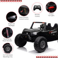 Garvee Ride - P Series: 24V 2-Seater Ride-On UTV: Remote Control, 4WD Motors, 21" Seats + Foldable Seat, 15.4" EVA Wheels, Music, LED Lights, 140lb Max Load - Black
