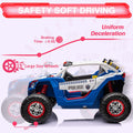 Garvee Ride - P Series: 24V 2 Seater Kids Ride on UTV Car For age 3+, w/Remote Control, 4WD Powerful Electric Vehicle with 4x75W Motors, 4 Shock Absorber, Leather Seat, Music and Light - Blue