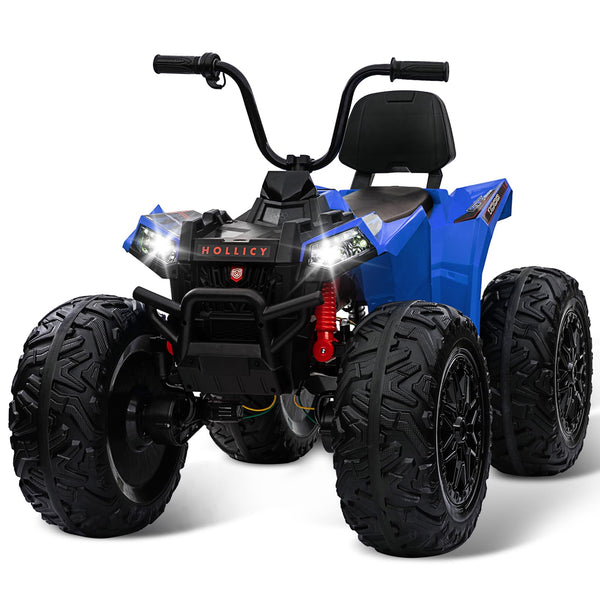 Garvee Ride - P Series: 24V Kids Quad ATV, Ride on Car 4WD Quad Electric Vehicle, 4x80W Powerful Engine, with 7AHx2 Large Battery, Accelerator Handle, EVA Tire, Full Metal Suspension, LED Light, Bluetooth&Music - Blue