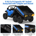 Garvee Ride - P Series: 24V 4WD Electric Ride On Dump Truck with Remote Control, 2-Seater, Music Player, LED Lights, Key Start Safety System, Durable Plastic, Off-Road Kids Toy for Ages 3+ - Blue