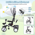 Garvee 7-in-1 Baby Tricycle, Folding Toddler Trike, Adjustable Push Handle, Rotatable Seat, Safety Harness, All-Terrain Wheels, For 1-5 Year Olds (Gray)