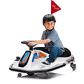 Garvee Ride - P Series: 360 Degrees Rotating Ride On Drift Car,Electric Drifting Go Kart,24V Ride On Race Car,Variable Speed for Kids,Simplified Drift System,Flashing Lights, Flag, Music - White