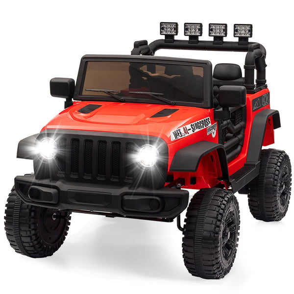 Garvee Ride - P Series: 12V Kids Electric Vehicles with Remote Control, 2 Speeds, Spring Suspension, LED Headlight, Bluetooth, Music, Battery Powered Car for Kids - Red