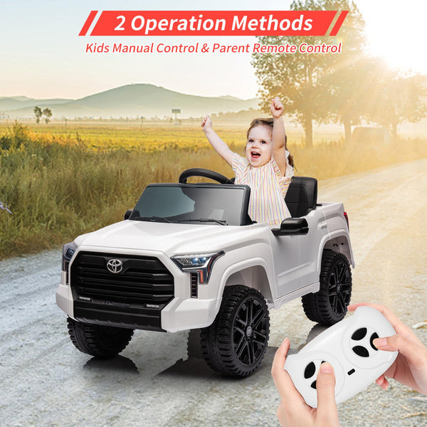 Garvee Ride - P Series: 12V Ride on Car For Kids Age 3+ , Licensed Toyota, with Remote Control, MP3, LED Lights, Suspension System, Double Doors, Safety Belt, Ride On Toys for Boys Girls - White