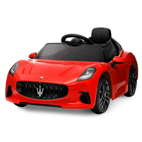 Garvee Ride - P Series: 12V Battery Powered Motorized Car for Kids with Remote Control, Spring Suspension, Double Doors, Bright Lights, 4 Wheel Electric Vehicle, Red