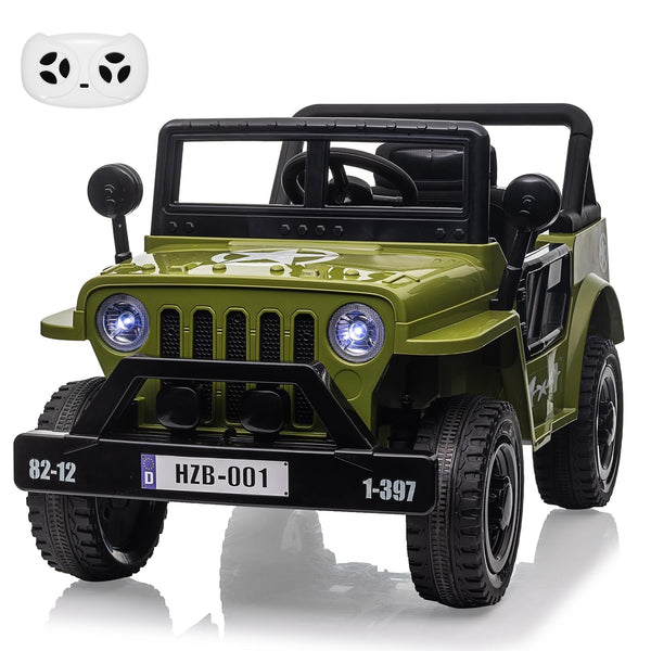 Garvee Ride - P Series: 12V Kids Ride On Truck Car, Remote Control, Spring Suspension, Multiple Speeds, LED Lights, Music, Safety Belt, Outdoor Adventure Toy for Kids 3+ Green