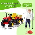 Garvee Ride - P Series: 12V Remote Control Tractor for Kids with 7-LED & Safety Belt - Red