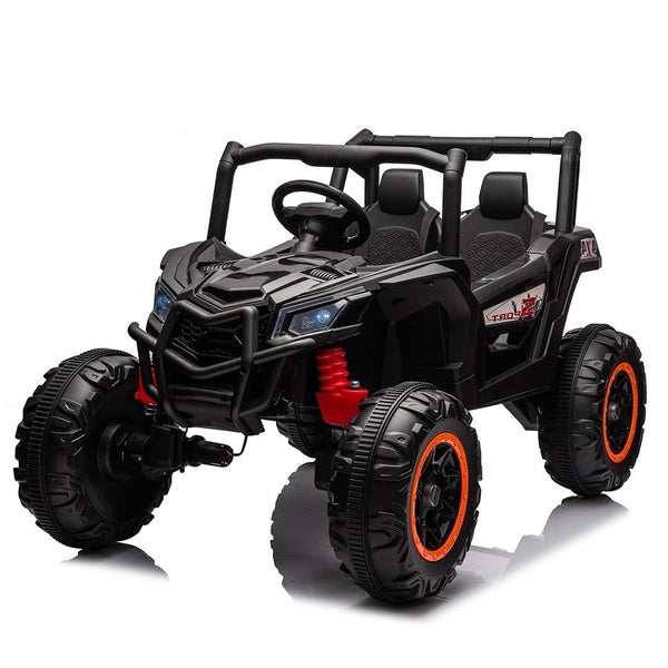 Garvee Ride - P Series: 24V 2-Seater Ride-On UTV: 4WD, Remote Control, Metal Frame, EVA Wheels, LED Lights, Spring Suspension, for Ages 3+ - Black