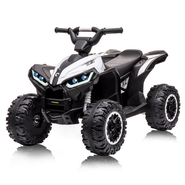 Garvee Ride - P Series: 12V Kids ATV 4 Wheeler, Music, LED Lights, Battery Powered Ride On Toy for Boys Girls, Outdoor Adventure Vehicle White