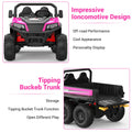 Garvee Ride - P Series: 24V 4WD Electric Ride On Dump Truck with Remote Control, 2-Seater, Music Player, LED Lights, Key Start Safety System, Durable Plastic, Off-Road Kids Toy for Ages 3+ - Pink