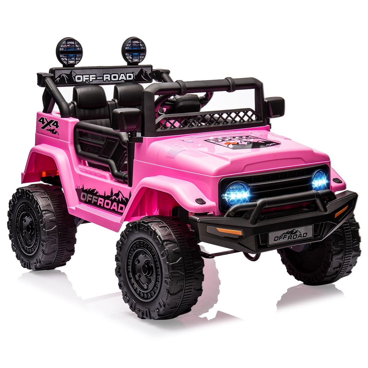 Garvee Ride - P Series: 12V Power Wheel Electric Car for Kids, Ride on Toys with Led Lights Bluetooth, 3 Speeds, Spring Suspension - Pink