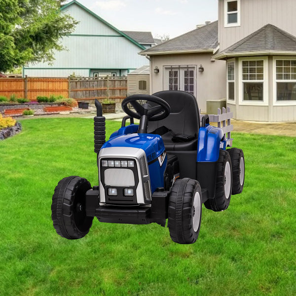Garvee Ride - P Series: 12V Electric Tractor & Trailer for Kids, 3-6 Yrs - With RC - Blue / 25W