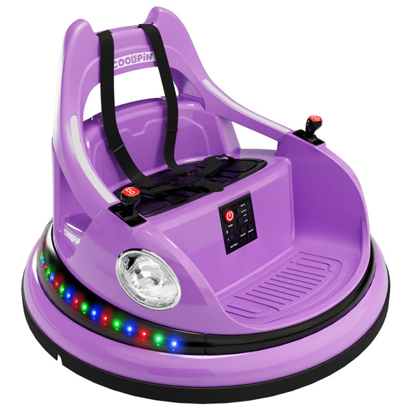Garvee Ride - P Series: 12V Ride on Toddler Bumping Car W/Remote Control, LED Lights & 360 Degree Spin, ASTM Certified - Purple