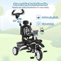 Garvee 7-in-1 Baby Tricycle, Folding Toddler Trike, Adjustable Push Handle, Rotatable Seat, Safety Harness, All-Terrain Wheels, For 1-5 Year Olds (Gray)