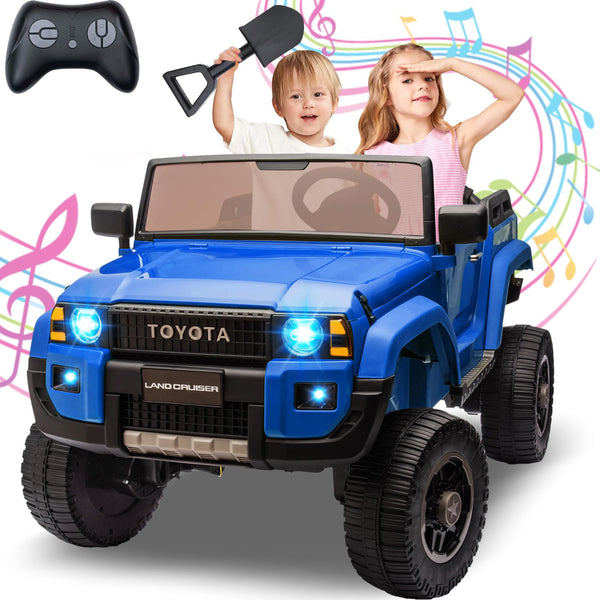 Garvee Ride P Series 24V 2 Seater Ride on Car, Garvee Licensed Toyota LC250 Ride on Toy for Big Kids with Remote Control, 4×100W Power 4 Wheels Ride on Truck with 4WD/2WD Switchable, Spring Suspension, Shovel, Music, Blue