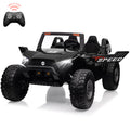 Garvee Ride - P Series: 24V 2-Seater Ride-On UTV: Remote Control, 4WD Motors, 21" Seats + Foldable Seat, 15.4" EVA Wheels, Music, LED Lights, 140lb Max Load - Black