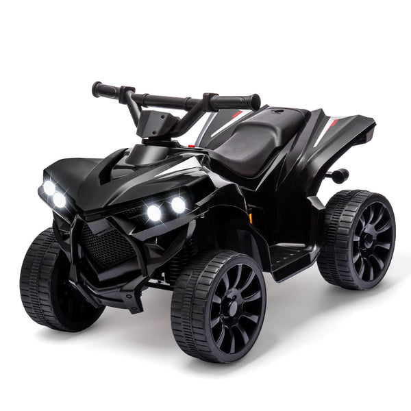 Garvee Ride - P Series: 6V Quad ATV for Kids Toddler 3+ years, Max 55lb Capacity ，With LED, Music, Foot Pedal, Wear-Resistant Wheels, 1.9 MPH - Black