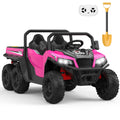 Garvee Ride - P Series: 24V 4WD Electric Ride On Dump Truck with Remote Control, 2-Seater, Music Player, LED Lights, Key Start Safety System, Durable Plastic, Off-Road Kids Toy for Ages 3+ - Pink
