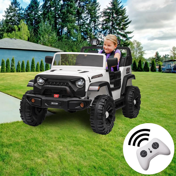 Garvee Ride - P Series: 24V Ride On Car 2 Seater For Kids Age 3+ , XL Electric Vehicles for Big Kids with 20" Wide Seat, 3 Speed, 2x200W Powerful Motor, Suspension, Bluetooth, Music,Power Wheels with Parent Control for Kids to Drive - White